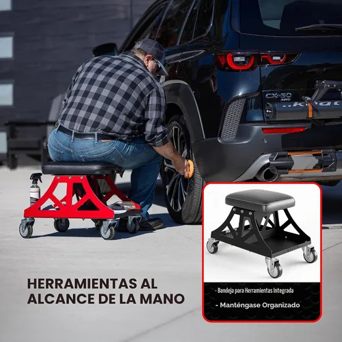 Vista 6 de Vyper Low Pro - Taburete de garaje con asiento extraíble para mecánicos, automoción, bricolaje, silla de taller con ruedas de capacidad de 400
