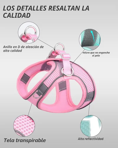 Vista 5 de Solmoony Arnés para perros pequeños y medianos sin tirones, juego de arnés y correa para cachorro, arnés para cachorros para perros pequeños, arnés