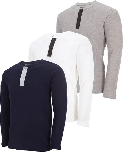 Vista 9 de DARESAY Paquete de 3: camiseta térmica de manga larga para hombre, camisetas de manga larga Henley & Crew para hombre, camisetas de manga larga