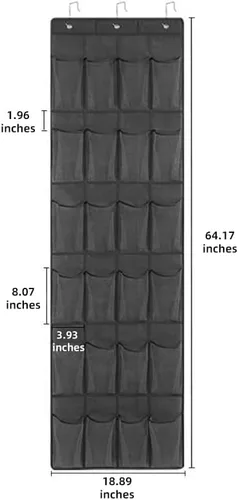 Vista 3 de Organizador colgante para puerta de armario, 6 estantes y 24 bolsillos para artículos esenciales para bebés, niñas, dormitorio, organizador