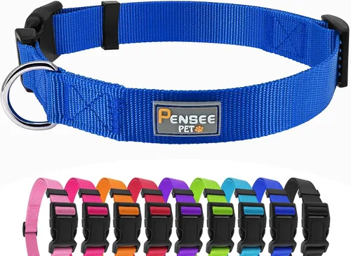 Vista 11 de Collar rojo para perro, collares ajustables básicos para cachorros, pequeños, medianos y grandes, para niñas, con collar de nylon transpirable