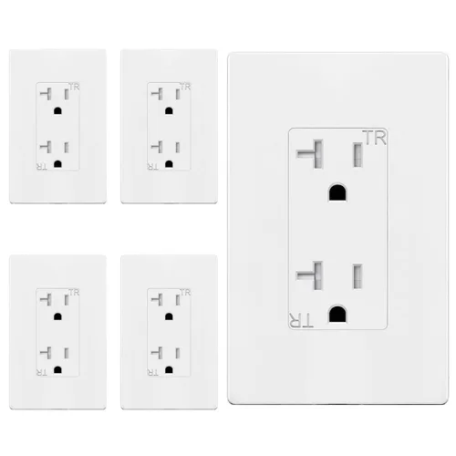 Vista 13 de TG Salida decorativa de 20 A, receptáculo eléctrico estándar resistente a Blanco