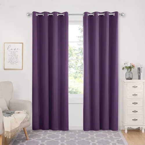 Vista 178 de Deconovo Cortinas opacas 100% con forro negro, cortinas con ojales aisladas térmicamente que reducen el ruido, doble capa para oscurecer