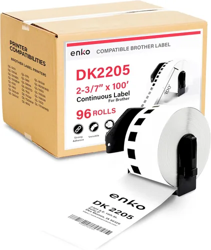 Vista 9 de enKo DK-2205 Etiquetas de papel continuo (2.4 pulgadas x 100 pies) compatibles con impresoras de etiquetas Brother QL QL-800, QL-820NWB QL 810W