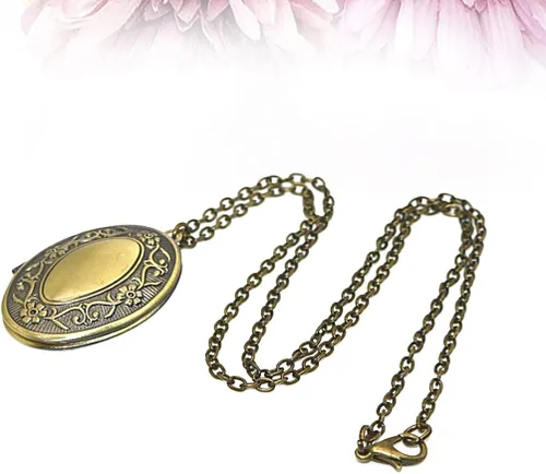 Vista 3 de Collar con colgante ovalado de estilo vintage con forma de medallón abierto