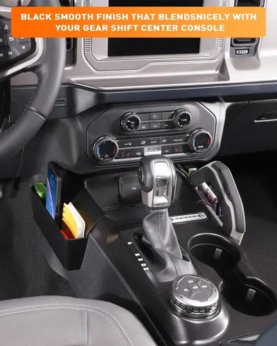 Vista 7 de Savadicar Caja de almacenamiento de cambios, bandeja de extensión de palanca de cambios de ABS compatible con Ford Bronco SUV 2021-2025, accesorios