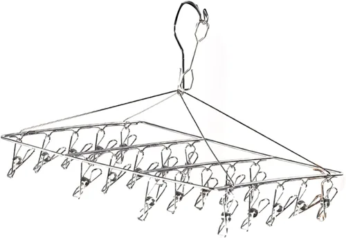 Vista 3 de MOTUZP Percha de secado de ropa de acero inoxidable con clip y goteo, a prueba de viento, percha de ropa para ropa interior, calcetines, sombrero