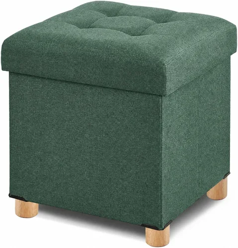 Vista 11 de BRIAN & DANY Ottoman with Storage, Small Storage Ottoman for Dorm, Linen Folding Ottoman Foot Stool with Legs for Living Room and Bedroom Gris