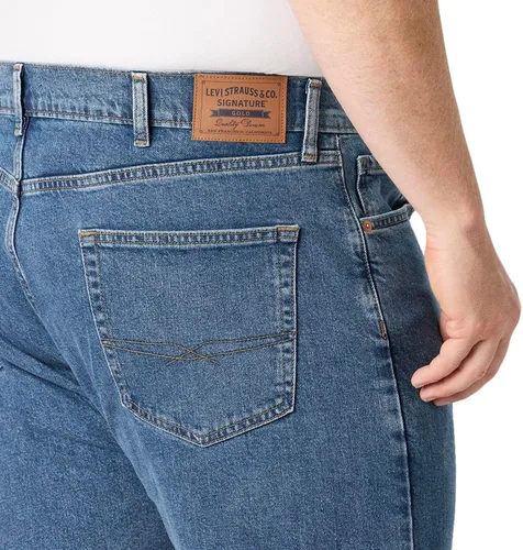 Vista 6 de Signature de Levi Strauss & Co. Gold Jeans Fit Flex - Jeans de ajuste relajado para hombre Índigo medio (elástico)