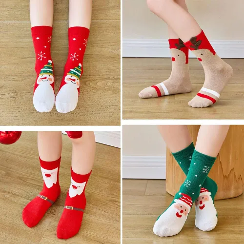 Vista 5 de SUITBOY Calcetines de Navidad para niños, calcetines antideslizantes para bebés, regalos coloridos de Navidad para niños y niñas, calcetines cálidos