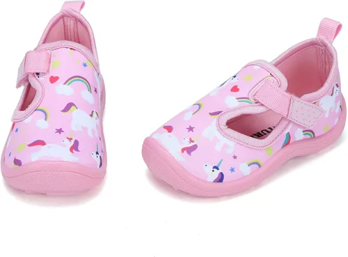 Vista 2 de FANTURE Zapatos de agua para niños y niñas, lindas sandalias acuáticas, playa, piscina, parque acuático, tenis acuáticos, para niños pequeños