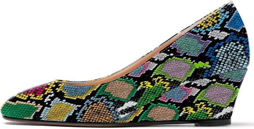 Vista 2 de WAYDERNS Zapatos de tacón bajo con punta cuadrada de charol para mujer, 2 pulgadas