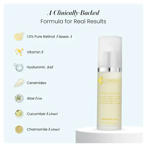 Vista 4 de Retinol 1.0 Crème para rostro y cuello, antienvejecimiento con retinol hidratante para arrugas y líneas finas, crema de noche hidratante
