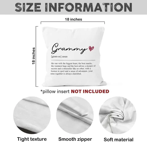 Vista 7 de Funda de almohada con definición de Grammy de 18 x 18 pulgadas, funda de almohada de cumpleaños para abuela, decoración cuadrada para el hogar