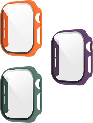 Vista 15 de Paquete de 3 fundas con protector de pantalla para Apple Watch de Negro + rosa intenso + morado oscuro