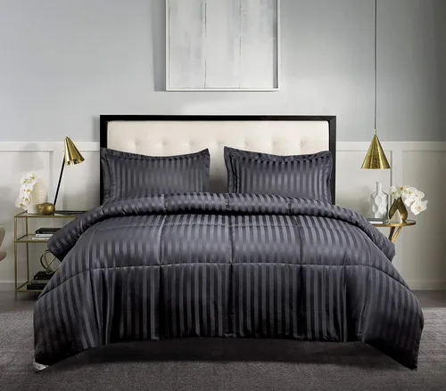 Vista 29 de Blue Ridge Home Fashions Kathy Ireland-Essentials - Juego de edredón reversible de 3 piezas de microfibra con diseño de damasco, color chocolate