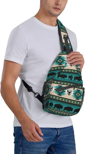 Vista 8 de MANQINF Native Casual Daypack Bag - Bolso de hombro nativo americano, bolso cruzado nativo, Nativo 01