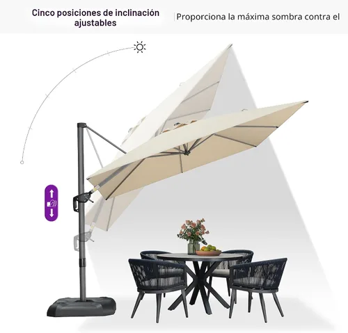 Vista 626 de PURPLE LEAF Paraguas al aire libre con base 8' x 8' protección solar verde Manzana Verde (Apple Green)