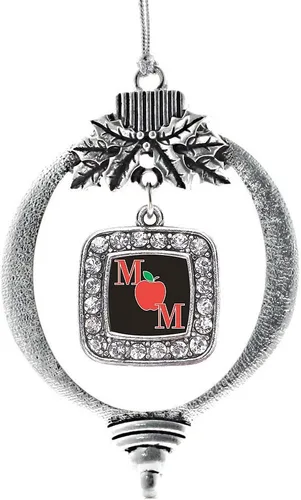 Vista 217 de Inspired Silver - Adorno con dije de reina de rodillo - Adornos navideños cuadrados de plata con joyas de circonita cúbica