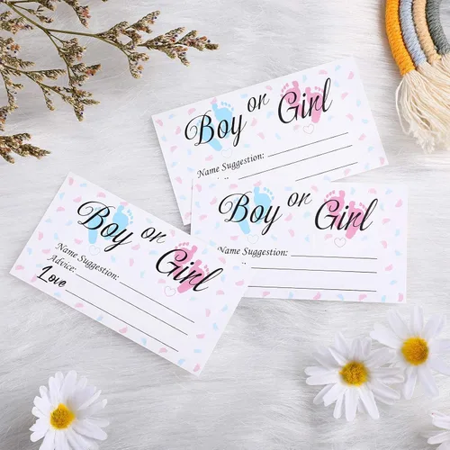 Vista 6 de 50 tarjetas de votación para fiesta de revelación de género, tarjetas de juego de revelación de género para niños o niñas, suministros de fiesta