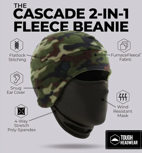 Vista 22 de Tough Headwear Skull Cap with Mask Men, Winter Running Gear, Motorcycle Winter Gear, Helmet Liners, Ski Hat, Thermal Beanie