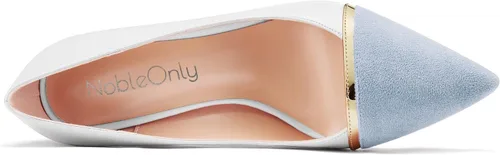 Vista 4 de NobleOnly Zapatos de vestir para mujer, tacón de bloque medio, puntiagudo, sin cordones, para graduación, casual, fiesta, vestido de 3.2 pulgadas