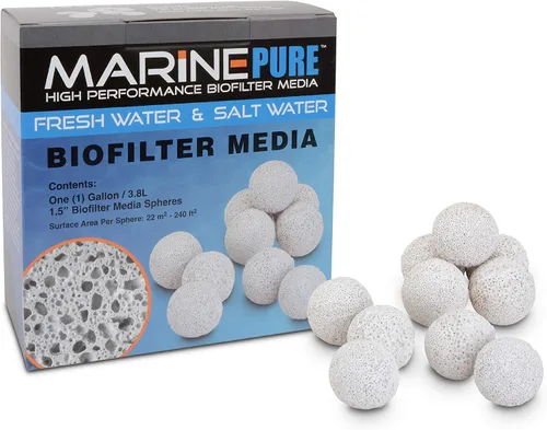 Vista 4 de CerMedia MarinePure Filtro biológico de esfera de 1.5 pulgadas para acuarios marinos y de agua dulce, 1 galón