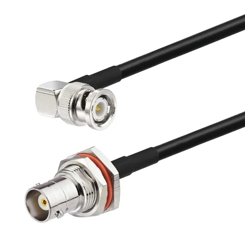 Vista 3 de Eightwood BNC mamparo hembra a BNC macho en ángulo recto RG58 cable coaxial 6.5ft para receptor de micrófono inalámbrico, radio CB, radio RG58 6.5
