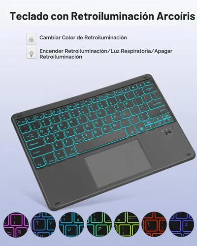 Vista 5 de EAMPANG Funda con teclado Trackpad Mouse para Samsung Galaxy Tab S10+ Plus/S9 FE+ Plus/S9+ Plus/S8+ Plus/S7 FE/S7+ Plus 12.4 pulgadas, Smart