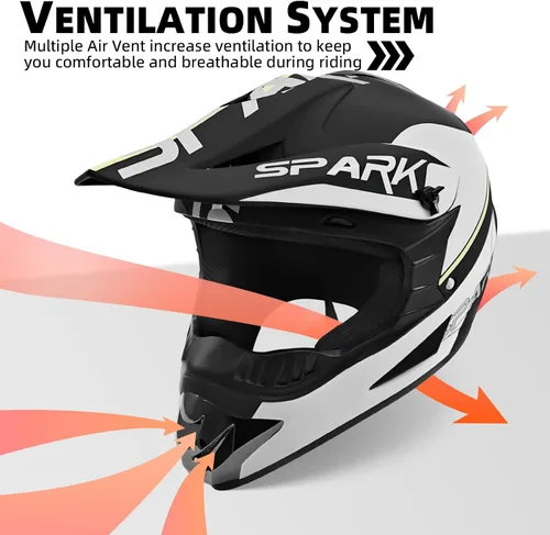 Vista 4 de Youth Dirt Bike ATV Off Road Motorcycle Helmets DOT Approved Plateado