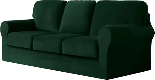Vista 13 de Funda de sofá con fundas de cojín de asiento separadas y fundas de respaldo, fundas elásticas para sofá, fundas protectoras de terciopelo
