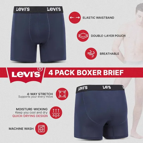 Vista 5 de Levi's Calzoncillos tipo bóxer de microfibra para hombre, ultra suaves, paquete de 4
