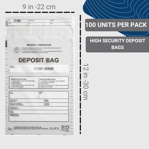 Vista 2 de Bolsas de plástico transparente de 9 x 12 pulgadas Depósitos bancarios seguros, manejo de efectivo o transporte seguro de divisas Códigos