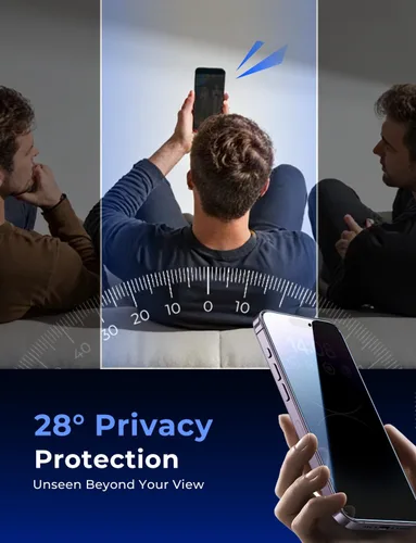 Vista 2 de MAGIC JOHN Paquete de 2 protectores de pantalla de privacidad para iPhone 14 Pro de 6.1 pulgadas (no máximo), vidrio templado, instalación