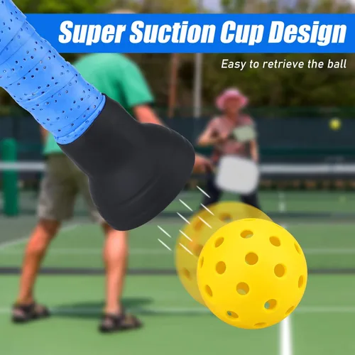 Vista 9 de TOBWOLF 2 piezas de recolector de pelotas de pickleball, recogedor superior de pickleball de silicona, succión universal para pala de pickleball