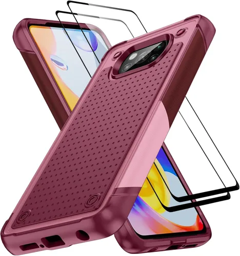 Vista 15 de Jeylly Funda para Xiaomi Poco X3 NFC con protector de pantalla de vidrio templado [2 paquetes], resistente a prueba de golpes, funda protectora