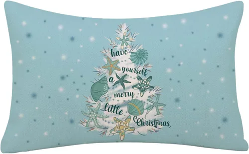 Vista 7 de GAGEC Fundas de almohada de Navidad de 18x18 pulgadas con diseño de estrella de mar, fundas de almohada decorativas de estilo granja, fundas de 18.0