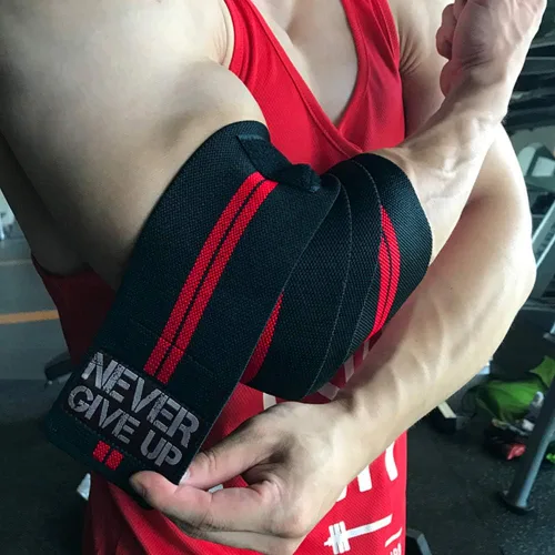 Vista 3 de HYFAN Coderas profesionales para coderas, correas elásticas, protector de soporte para levantamiento de pesas, entrenamiento, culturismo, gimnasio