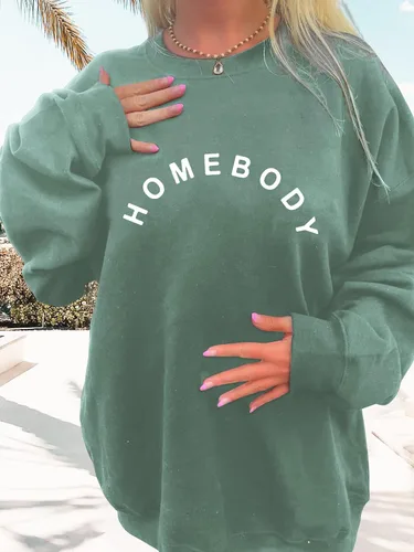 Vista 4 de GEMLON Homebody - Camiseta de manga larga con estampado de letras para mujer