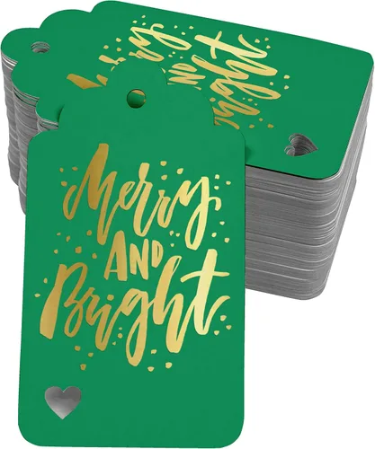 Vista 17 de Etiquetas colgantes con texto en inglés "Merry and Bright" (50 unidades)