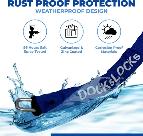 Vista 12 de DocksLocks Kit de cadena de seguridad de 0.315 in (3', 6' o 10')