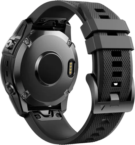 Vista 3 de ANCOOL - Correa para Garmin Fenix 5, de ajuste fácil, de silicona suave de 22 mm de ancho, correa de reloj para Garmin Fenix 5 Negro