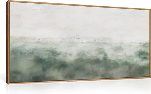 Vista 46 de Arte de Pared de Lienzo Enmarcado con Grandes Pinceladas Abstractas, Decoración de Pared Azul Marino Neutro, Pintura de Pared Moderna en Tonos