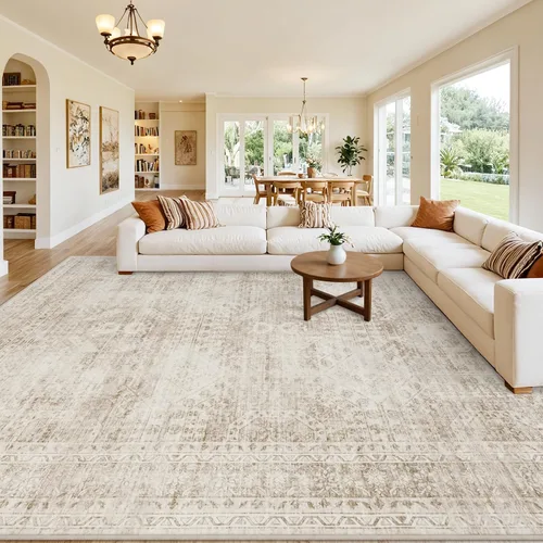 Vista 50 de Alfombras de área 8x10 Sala de estar: Dormitorio Alfombra Lavable Beige