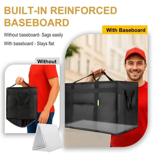 Vista 2 de Bodaon Bolsa aislante para entrega de alimentos con zócalo incluido, calentador térmico de alta resistencia XXXL para almuerzos fríos/calientes