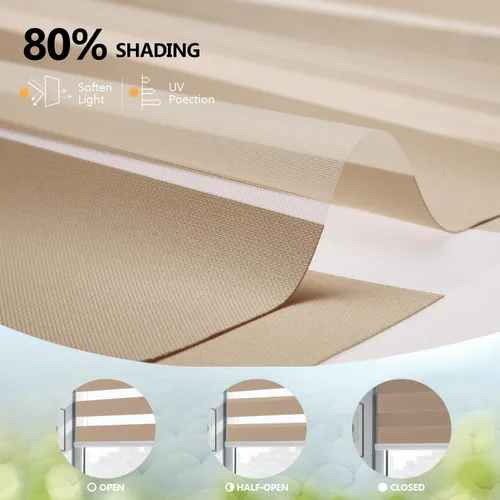 Vista 4 de ACMEART Persianas motorizadas de cebra con control remoto, de doble capa enrollables, traslúcidas para ventanas, persianas inteligentes con banda