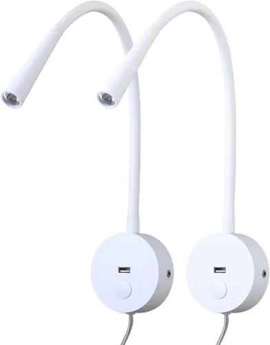 Vista 10 de Lámpara de luz de lectura montada en la pared LED 3W blanco cálido 3000K cable de enchufe negro acabado 1 pieza