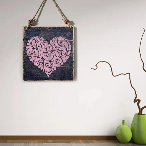 Vista 3 de Plantilla de corazón para pintar, plantilla de pintura decorativa para paredes, muebles, manualidades y madera, patrón de corazón reutilizable