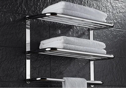 Vista 8 de LUANT Estante de baño de 3 niveles para montaje en pared con barras de toalla