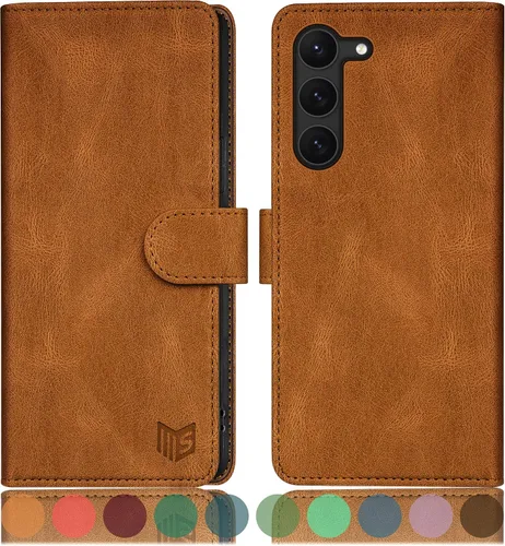 Vista 19 de SUANPOT Funda tipo cartera para Samsung Galaxy S23 5G con bloqueo RFID, soporte para tarjetas de crédito, cubierta protectora de cuero PU tipo libro